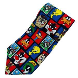 Looney Tunes Tie Vintage 1997 USPS Stamp Collection Allover Print Standard Size